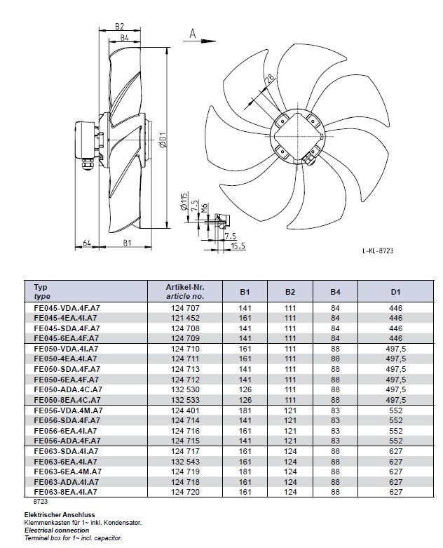 Габаритные размеры FE056-SDA.4F.V7