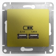 Зарядка USB   5В/2100мА.  2х5В/1050мА  механизм SE Glossa, фисташковый