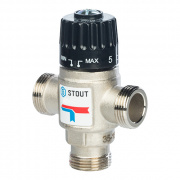 Клапан термостатический смесительный STOUT - 3/4" (НР, t35-60°C, kvs 1.6, L-образное смешивание)