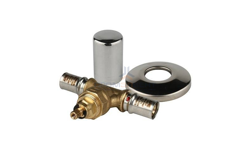 Кран вентильный под штукатурку с хромированной ручкой STOUT - 20 (прессовой, для металлопласт.труб)