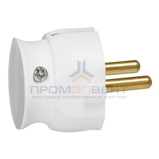 Вилка Legrand без заземления 16А с боковым вводом кабеля белая