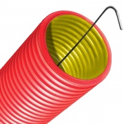 Труба двустенная гибкая DKC 200 мм, с протяжкой, с муфтой красная [бухта 35м]