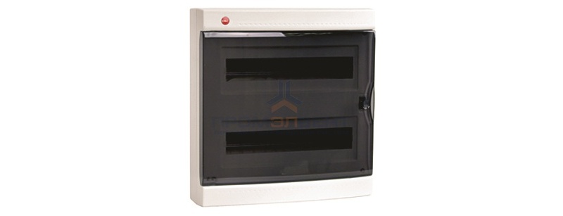 Щиток настенный DKC на 36 модулей IP41 белый с прозрачной дверцей с клеммниками 2х87512 и замком