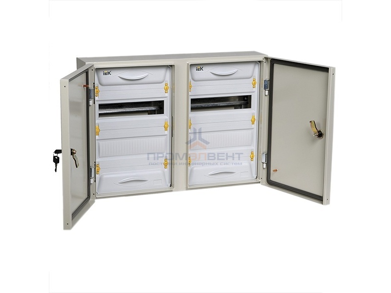 Щит металлический ЩРн-2х24з-1 74 IP54 UNIVERSAL с шинами N+PE на 48 модулей навесной 440х620х136 ИЭК