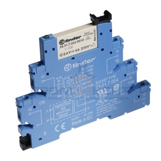 Электромеханическое реле Finder (EMR) с безвинтовыми клеммами 1 контакт, 6A чувствительная DC 24В